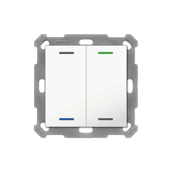 MDT KNX Taster Light 55 x 55 mm 2-fach RGBW, mit Temp., reinweiß gl., Neutral