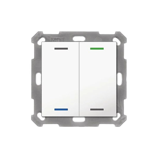MDT KNX Taster Light 55 x 55 mm 2-fach RGBW, mit Temp., reinweiß gl., Neutral