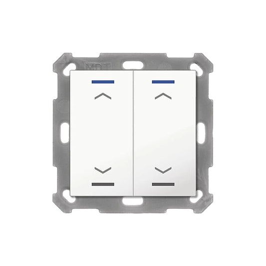 MDT KNX Taster Light 55 x 55 mm 2-fach RGBW, reinweiß glänzend, Jalousie