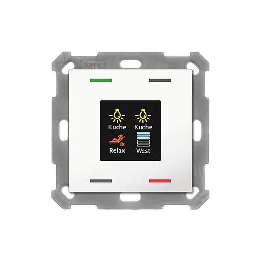 MDT KNX 55 x 55 mm Taster Smart 4-fach mit Farbdisplay und Temp.sensor reinweiß