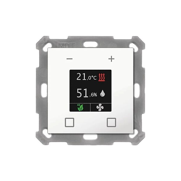 MDT KNX 55 x 55 mm Temperaturregler mit Display reinweiß glänzend UP