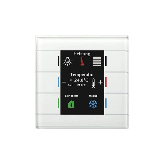 MDT KNX Glastaster mit Farbdisplay mit 6 Flächen und Temp.Sensor weiß