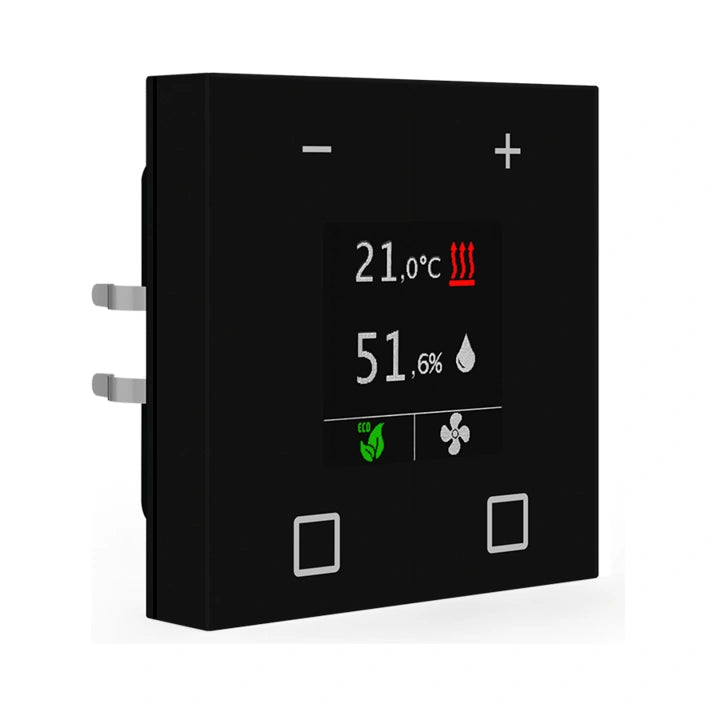 MDT KNX 55 x 55 mm Temperaturregler mit Display schwarz matt UP
