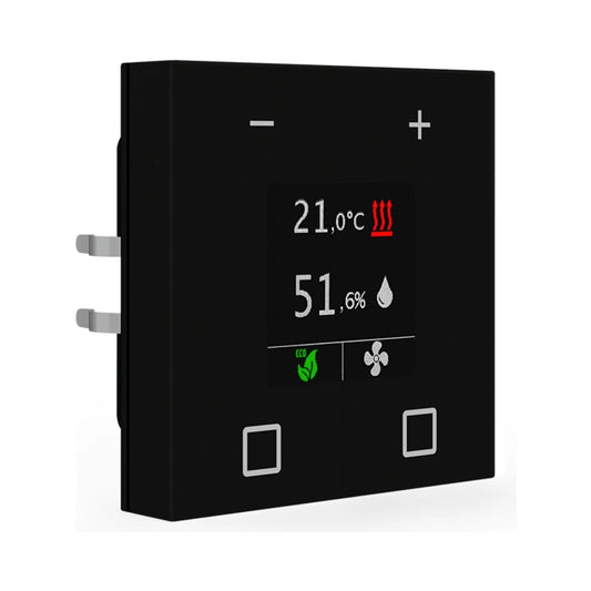 MDT KNX 55 x 55 mm Temperaturregler mit Display schwarz matt UP
