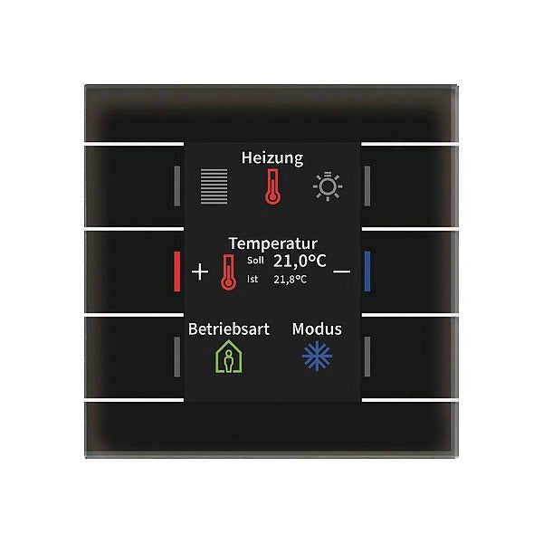 MDT KNX Glastaster mit Farbdisplay mit 6 Flächen und Temp.Sensor schwarz