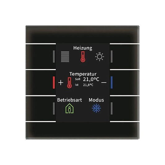 MDT KNX Glastaster mit Farbdisplay mit 6 Flächen und Temp.Sensor schwarz
