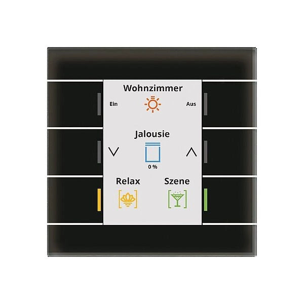 MDT KNX glass push button with color display, 6 surfaces, black