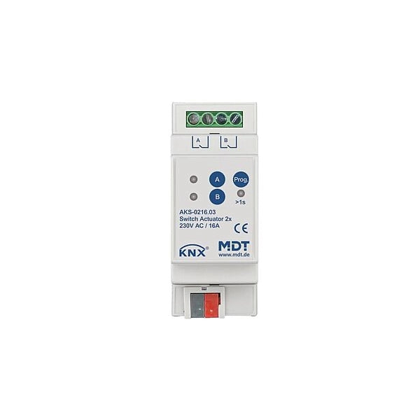 MDT KNX switching actuator C-load 2-way 16 A DIN rail mount