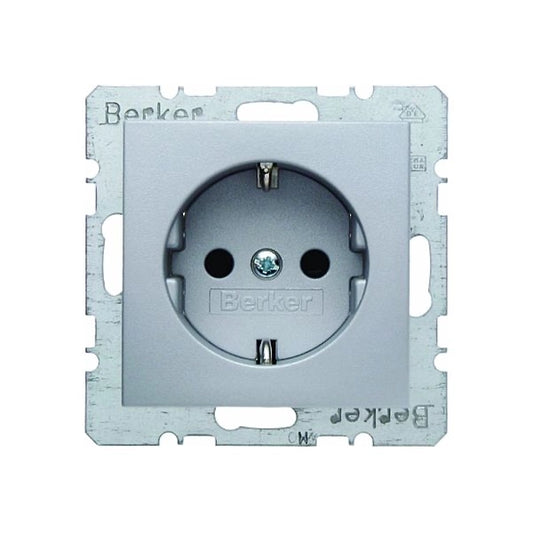 Berker S.1/B.3/B.7 Schuko Steckdose, erh. Berührungsschutz, alu matt