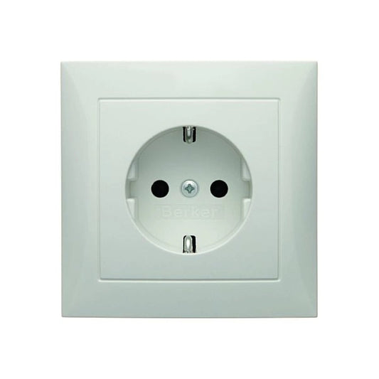 Berker S.1 Schuko Steckdose, mit Rahmen, polarweiß glänzend