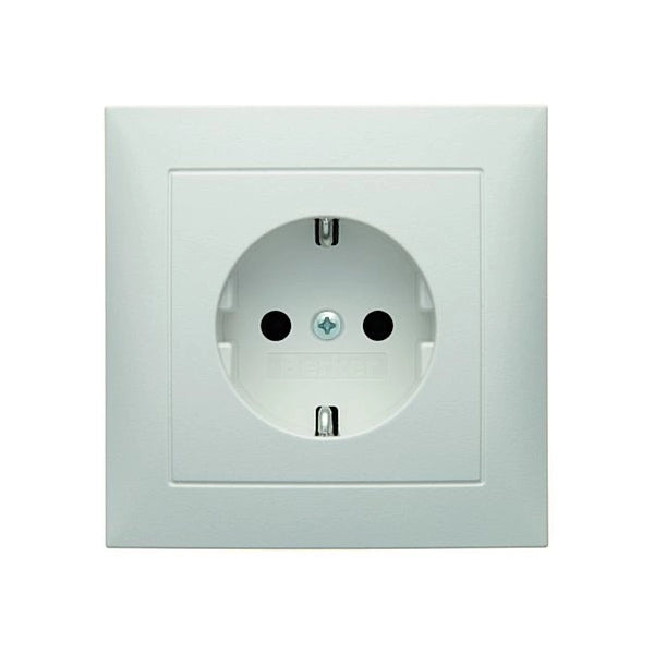 Berker S.1 Schuko Steckdose, mit Rahmen, polarweiß matt