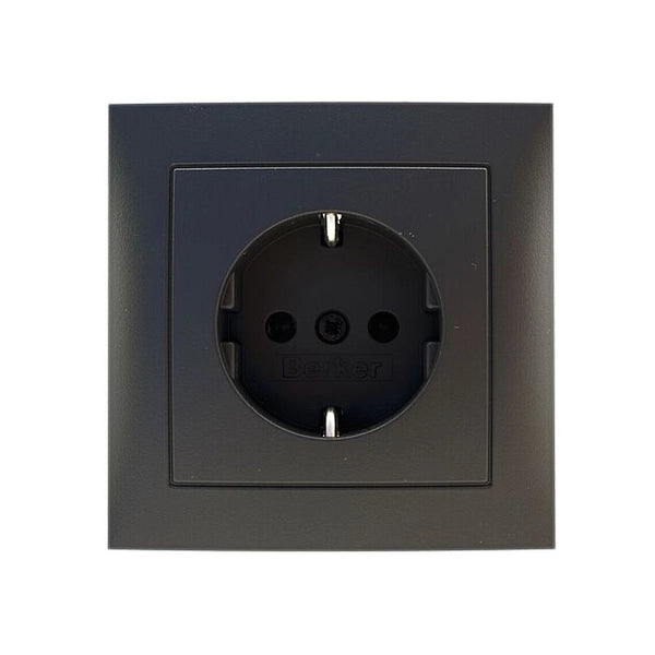 Berker S.1 Schuko Steckdose, mit Rahmen, anthrazit matt
