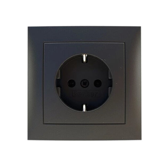 Berker S.1 Schuko Steckdose, mit Rahmen, anthrazit matt