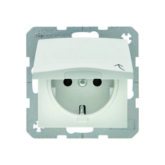 Berker S.1/B.3/B.7 Schuko Steckdose, Klappdeckel, polarweiß matt
