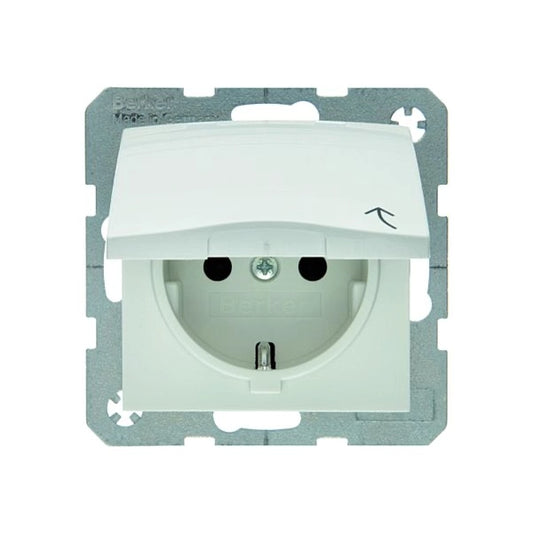 Berker S.1/B.3/B.7 Schuko Steckdose, Klappdeckel, polarweiß glänzend