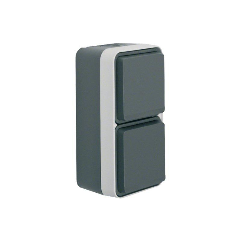 BERKER Steckdose SCHUKO 2-fach senkrecht mit Klappdeckel AP