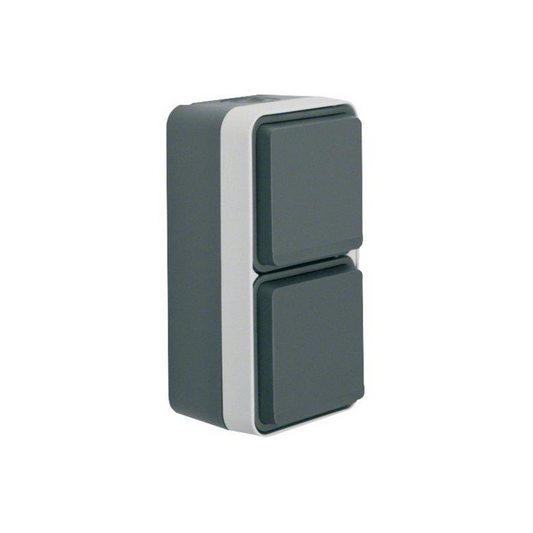 BERKER Steckdose SCHUKO 2-fach senkrecht mit Klappdeckel AP