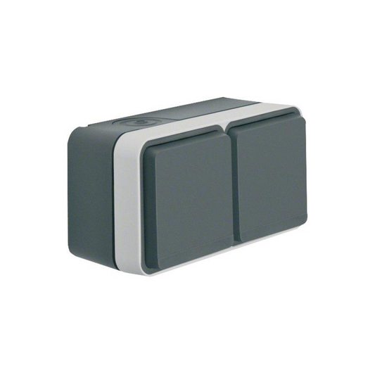 BERKER Steckdose SCHUKO 2-fach waagerecht mit Klappdeckel AP