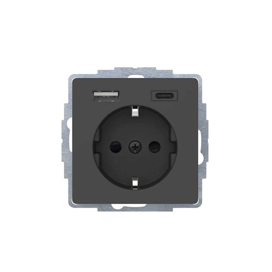 Berker Q.1/Q.3/Q.7 Schuko Steckdose, 2fach USB Ladeport, Buchsen Typ A-C, 3A, erh. Berührungsschutz, schwarz samt