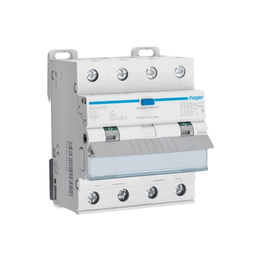 Hager FI-LS-Schalter, Kennlinie C, 25A, 30mA, 4-polig, Typ A - ADX475D