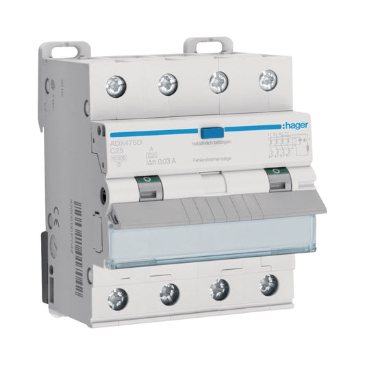 Hager FI-LS-Schalter ADX475D, C25, 30mA, 4-polig, Typ A