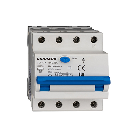 Schrack LS-FI-Schalter AMPARO, 6kA, Kennlinie C, 25A, 30mA, 3+N, Typ A (AK667825--)