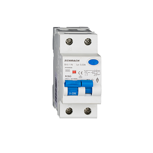 Schrack LS-FI-Schalter AMPARO, 6kA, Kennlinie B, 6A, 30mA, 1+N, Typ A (AK668606--)