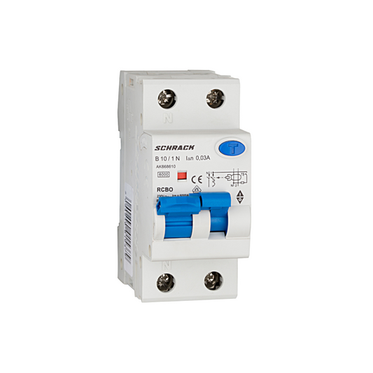 Schrack LS-FI-Schalter AMPARO, 6kA, Kennlinie B, 10A, 30mA, 1+N, Typ A (AK668610--)