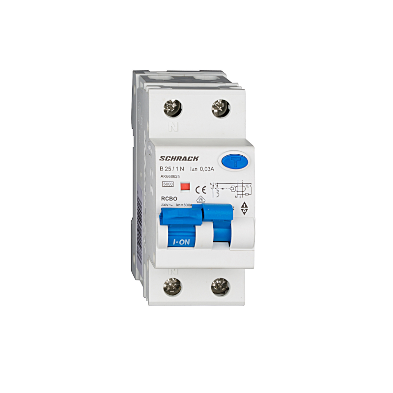 Schrack LS-FI-Schalter AMPARO, 6kA, Kennlinie B, 25A, 30mA, 1+N, Typ A (AK668625--)