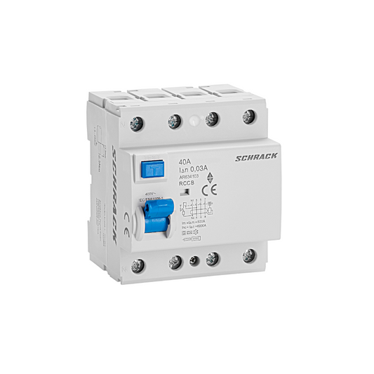 Schrack FI-Schutzschalter, AMPARO, 40A, 4-polig, 30mA, Bauart G, Typ A AR634103—