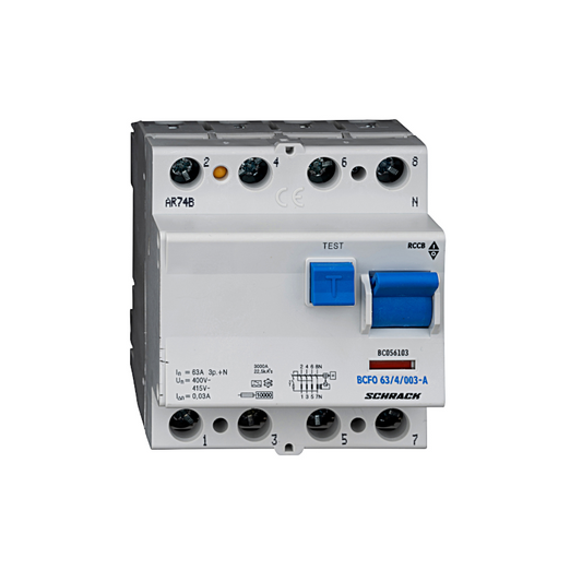 Schrack FI-Schutzschalter, 63A, 4-polig, 30mA, Typ A (Puls) BC056103—