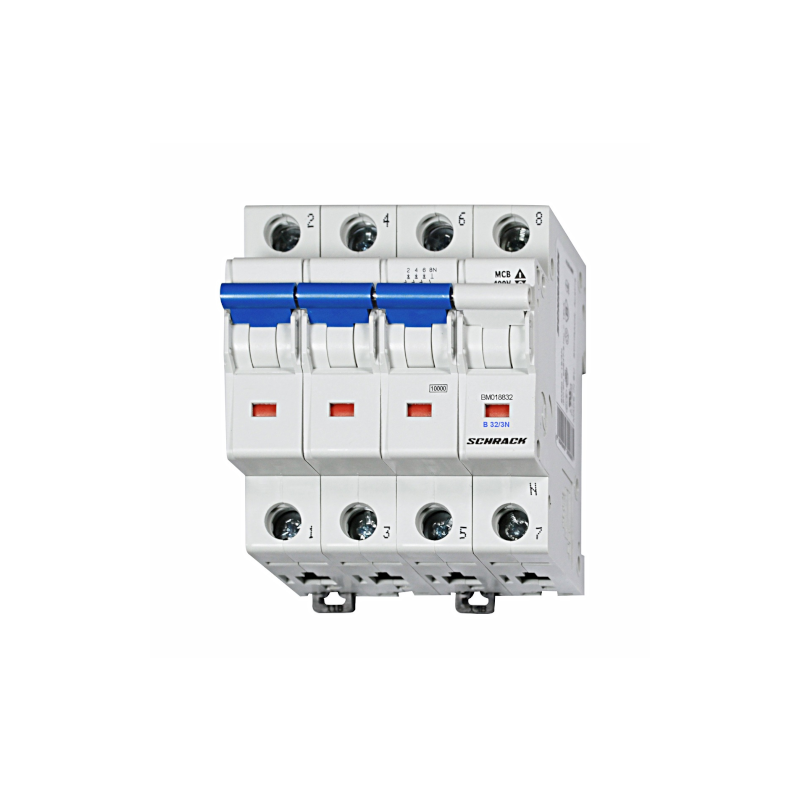 Schrack circuit breaker, characteristic curve B, 32A, 3+N, 10kA (BM018832--)