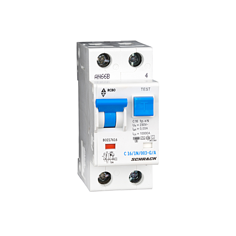Schrack LS-FI-Schalter, Kennlinie C, 16A, 30mA, 1+N, Bauart G, Typ A (BO217616--)