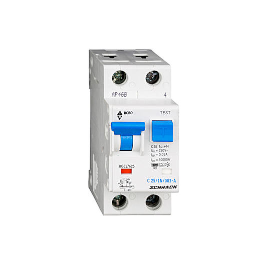 Schrack LS-FI-Schalter, Kennlinie C, 25A, 30mA, 1+N, Typ A (BO617625--)