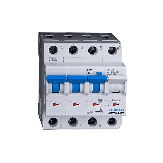 Schrack LS-FI-Schalter, Kennlinie C, 6A, 6kA, 30mA, 3+N, Typ A (BO667806--)