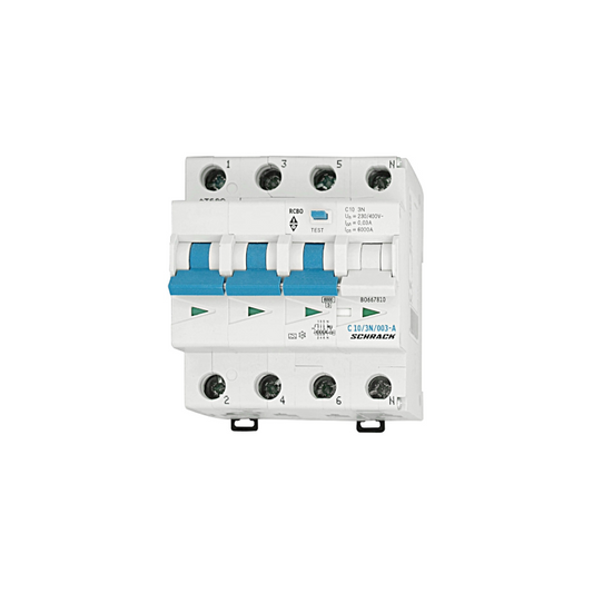 Schrack LS-FI-Schalter, Kennlinie C, 10A, 6kA, 30mA, 3+N, Typ A (BO667810--)