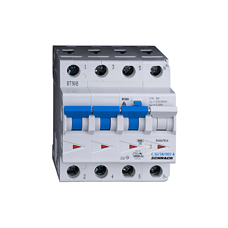 Schrack LS-FI-Schalter, Kennlinie C, 16A, 6kA, 30mA, 3+N, Typ A (BO667816--)