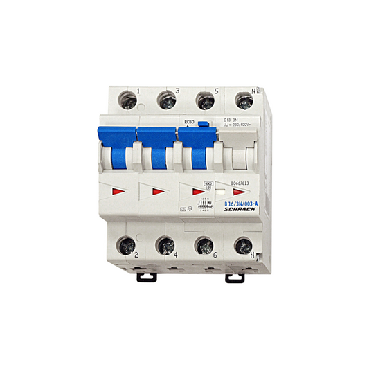 Schrack LS-FI-Schalter, Kennlinie B, 16A, 6kA, 30mA, 3+N, Typ A (BO668816--)