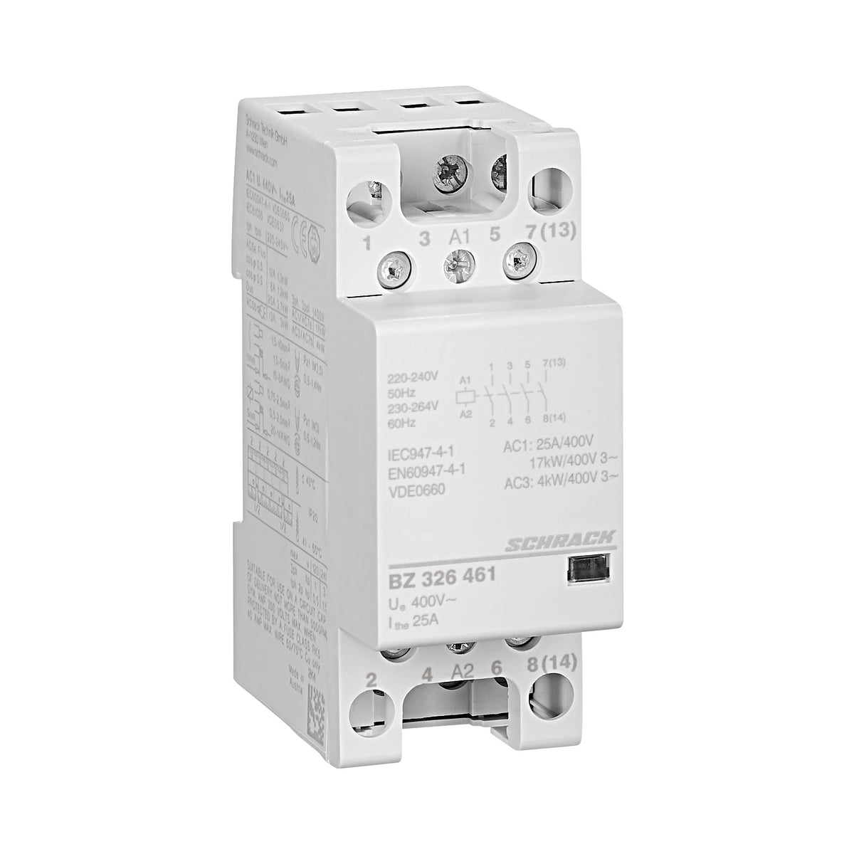 Schrack Installationsschütz, 25A, 4S, 230V AC, 2TE (BZ326461--)