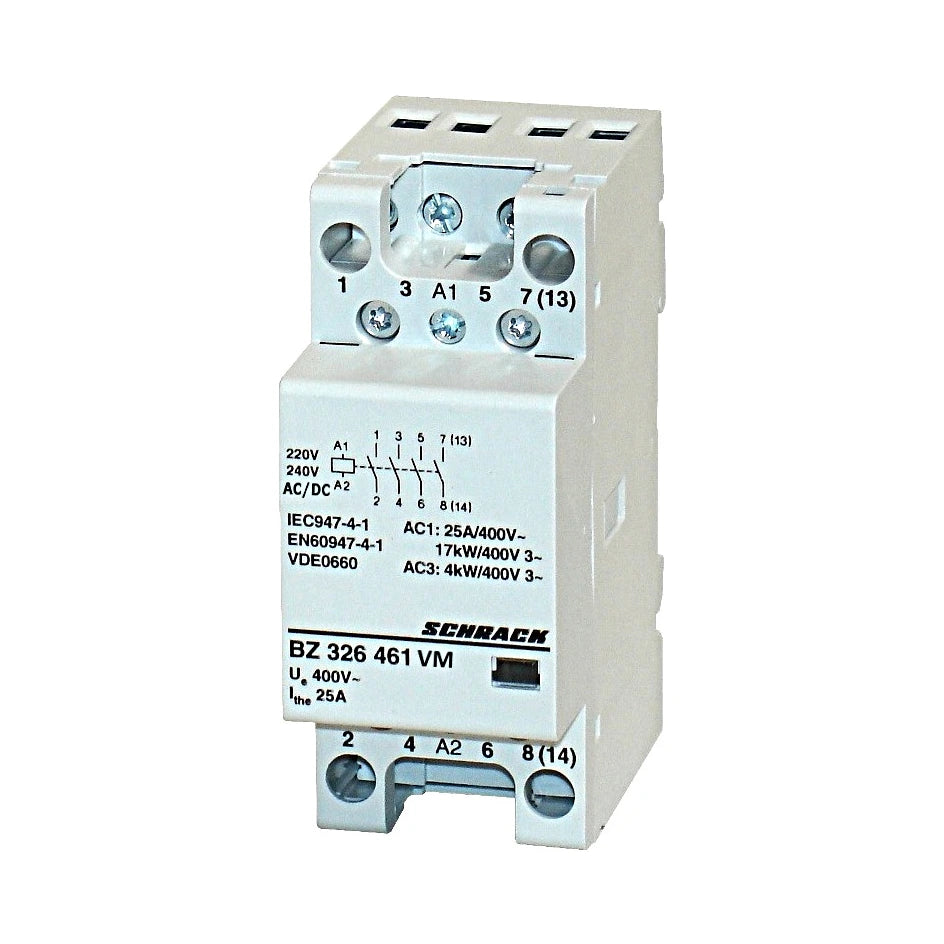 Schrack Installationsschütz, brummarm, 25A, 4S, 230V AC/DC, 2TE (BZ326461VM)