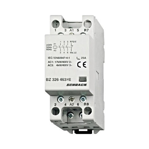 Schrack Installationsschütz, AMPARO, 25A, 3S+1Ö, 230V AC, 2TE (BZ326463ME)