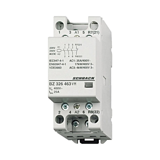 Schrack Installationsschütz, brummarm, 25A, 3S+1Ö, 230V AC/DC, 2TE (BZ326463VM)