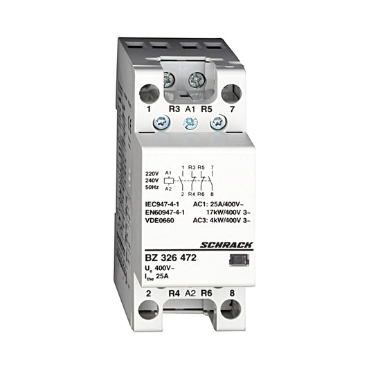 Schrack Installationsschütz, 25A, 2S+2Ö, 230V AC, 2TE (BZ326472--)
