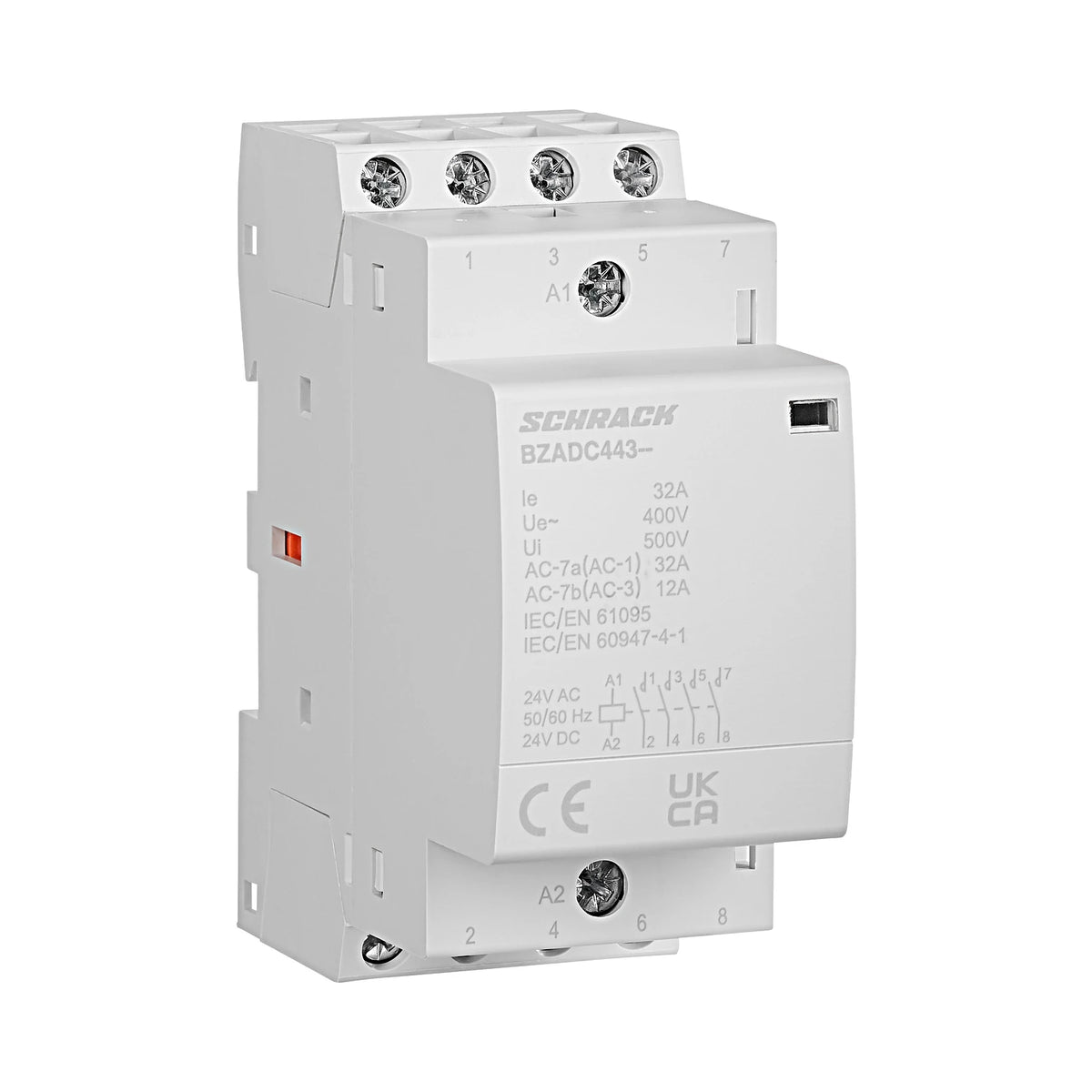 Schrack Installationsschütz, 32A, 4S, 24V AC/DC, 2TE (BZADC443--)