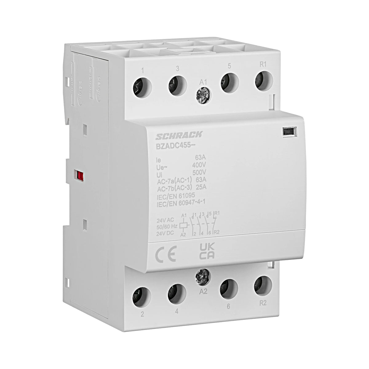 Schrack Installationsschütz, 63A, 3S+1Ö, 24V AC/DC, 3TE (BZADC455--)