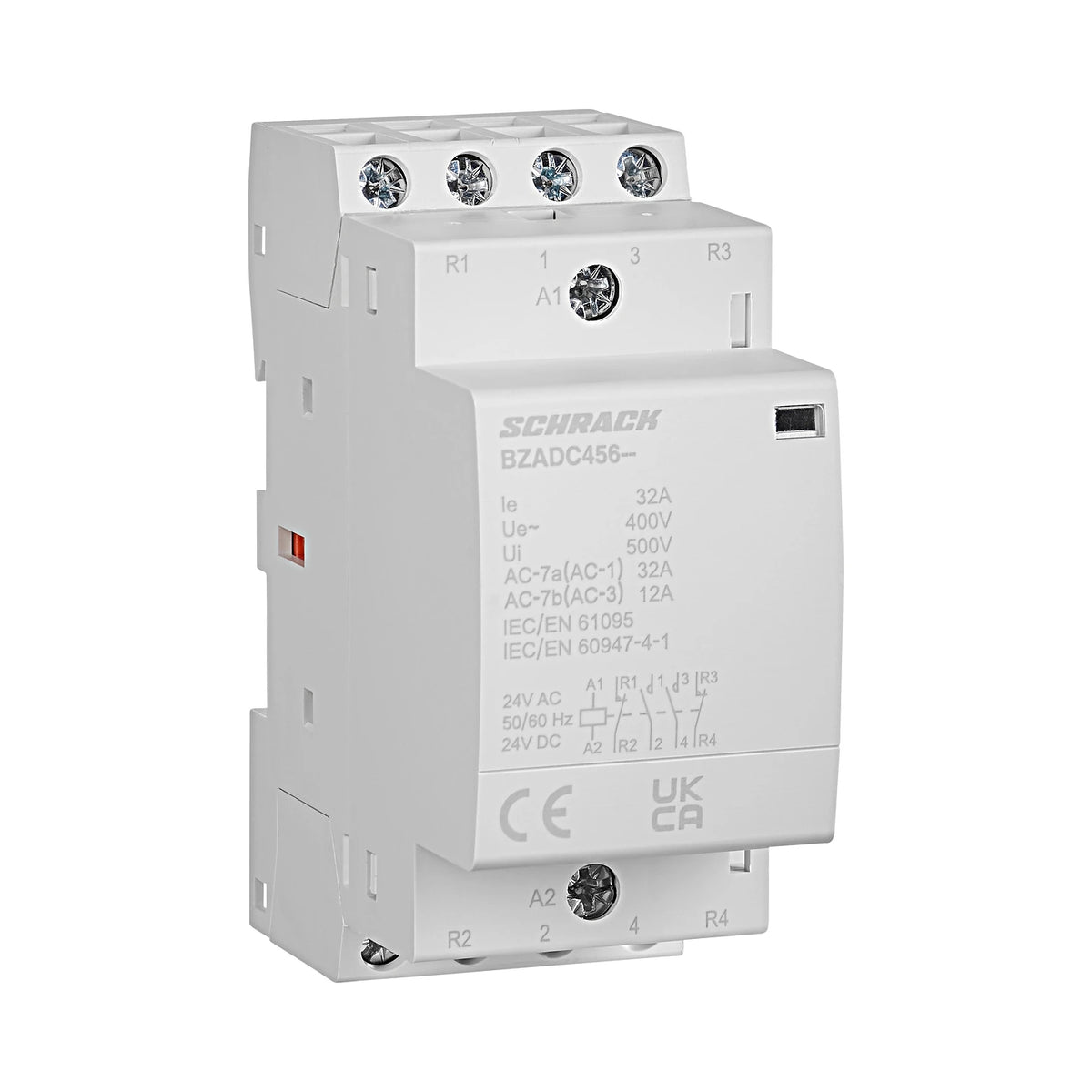 Schrack Installationsschütz, 32A, 2S+2Ö, 24V AC/DC, 2TE (BZADC456--)