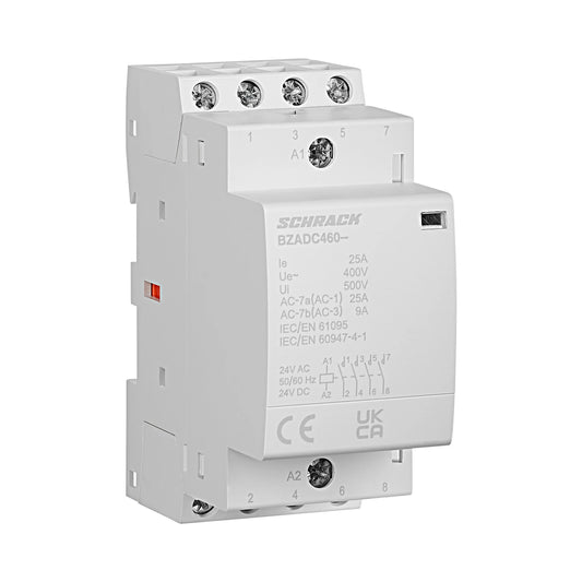 Schrack Installationsschütz, 25A, 4S, 24V AC/DC, 2TE (BZADC460--)