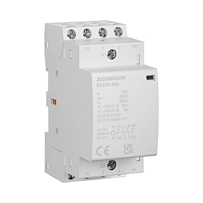 Schrack Installationsschütz, 25A, 2S+2Ö, 24V AC/DC, 2TE (BZADC482--)