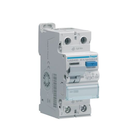 Hager FI-Schutzschalter 1P+N 40A 30mA A G - CJG540D