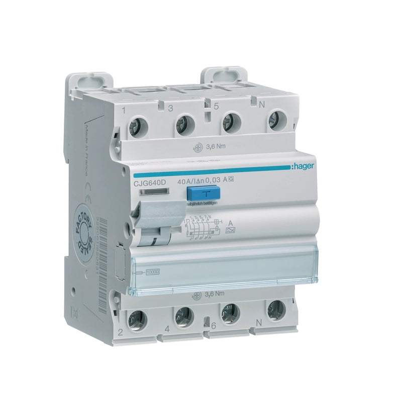 Hager FI-Schutzschalter 4-polig 10kA 40A 30mA Typ A G - CJG640D